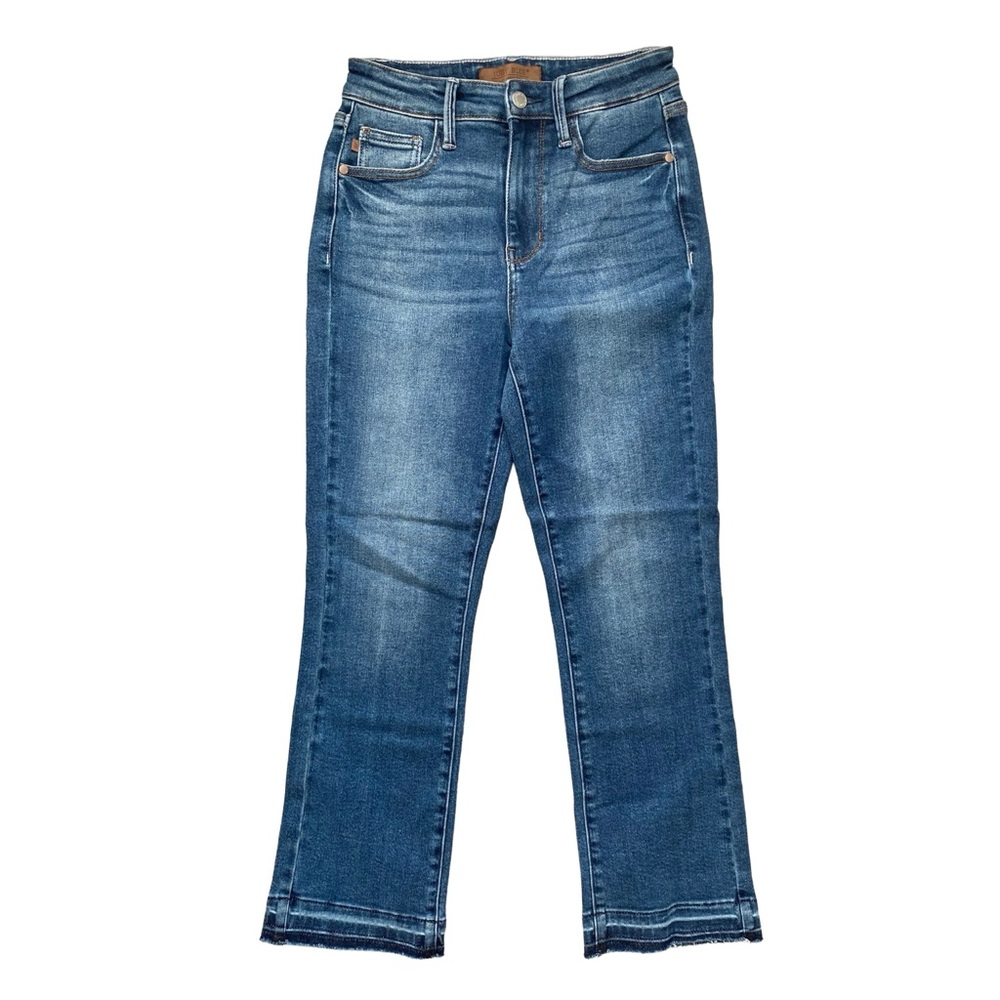 Judy Blue High Waist Vintage Wash Release Hem Kick Flare Denim Jeans Size 1/25